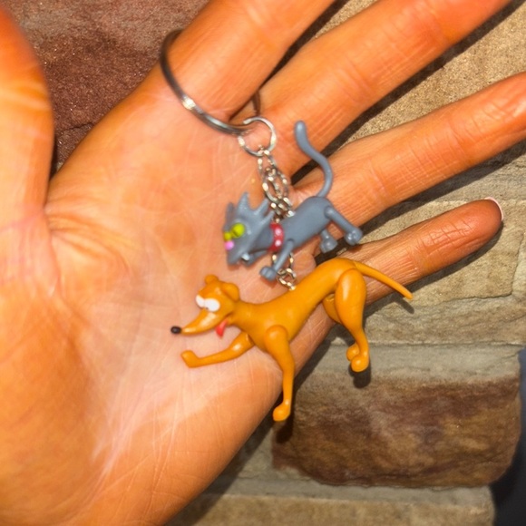 Simpsons pets Cartoon Dog and Cat Keychain - Picture 2 of 3